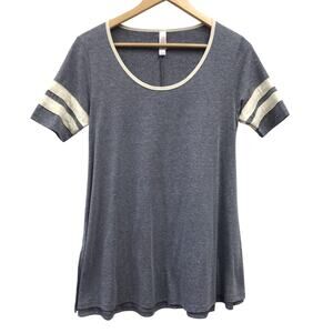 Lularoe Top Womens XXS Perfect T Gray Rugby Varsity Stripes